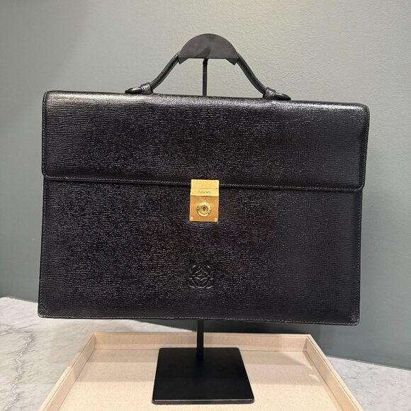 Loewe Anagram Briefcase – Black Leather with Gold Hardware - Picture 1 of 7